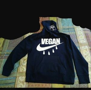 Custom black VEGAN pullover hoodie. Sz small